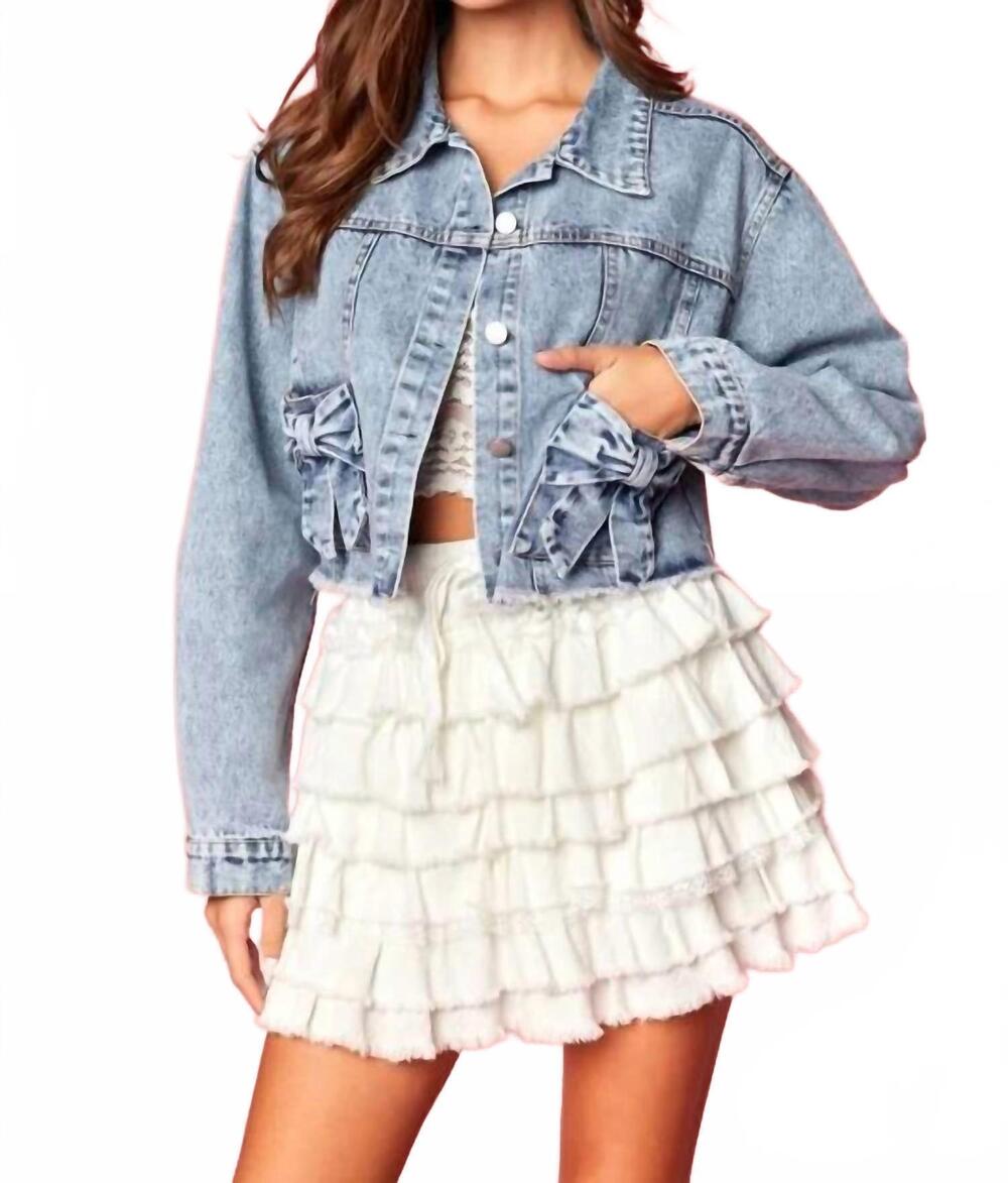 NEW RARERAW denim bow pocket cropped jacket in blue